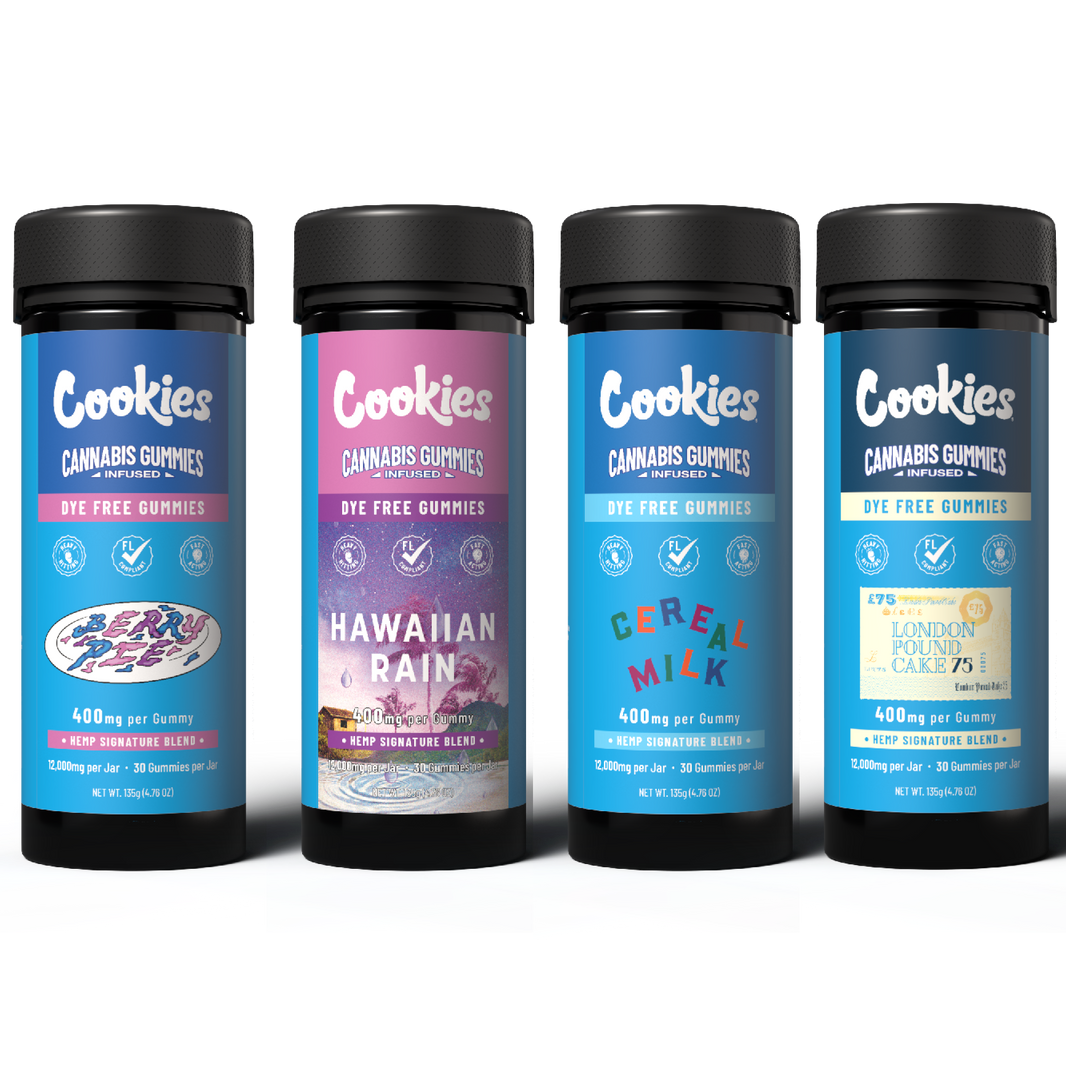 Cookies - Hemp Signature Blend Gummy 400mg - Clear - 30ct Jars - 4ct BUNDLE