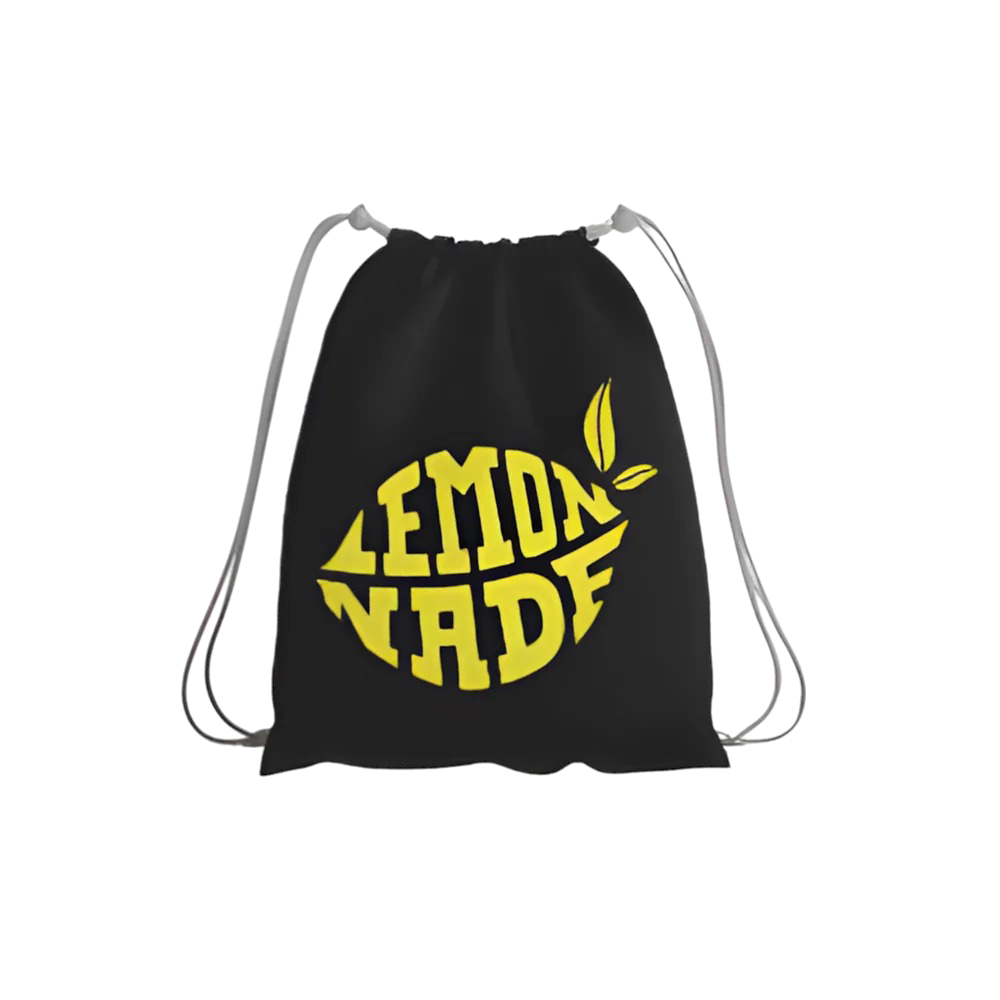 LemonNade - Yellow Strap on Black Drawstring Bag