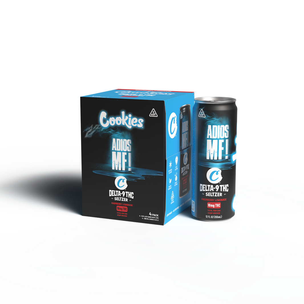 Cookies - Delta 9/THC Seltzer Can 10mg - Adios MF - 4 Pack