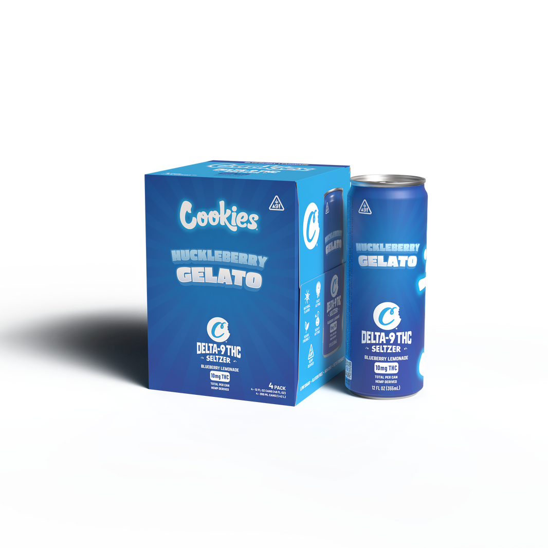 Cookies - Delta 9/THC Seltzer Can 10mg - Huckleberry Gelato - 4 Pack