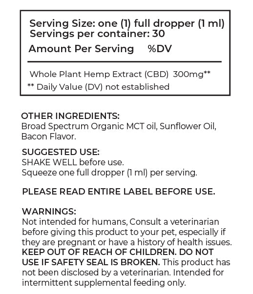 Cookies - CBD Pet Tincture 30ml 300mg - Bacon for Dogs