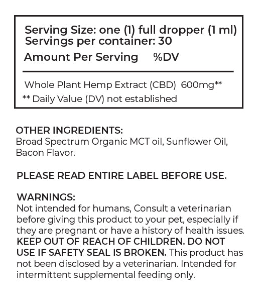 Cookies - CBD Pet Tincture 30ml 600mg - Bacon for Dogs