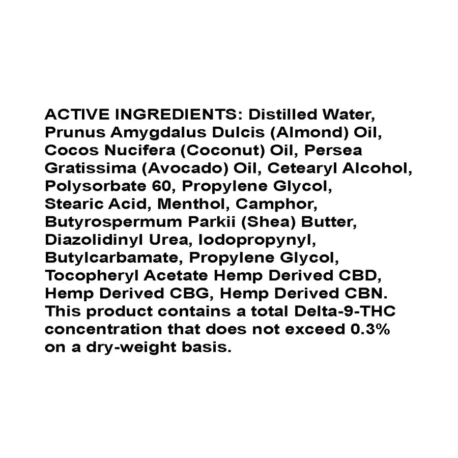Cookies - CBD/CBG/CBN Cream 4oz 3000mg (1:1:1) w/ Menthol + Aloe Vera + Arnica