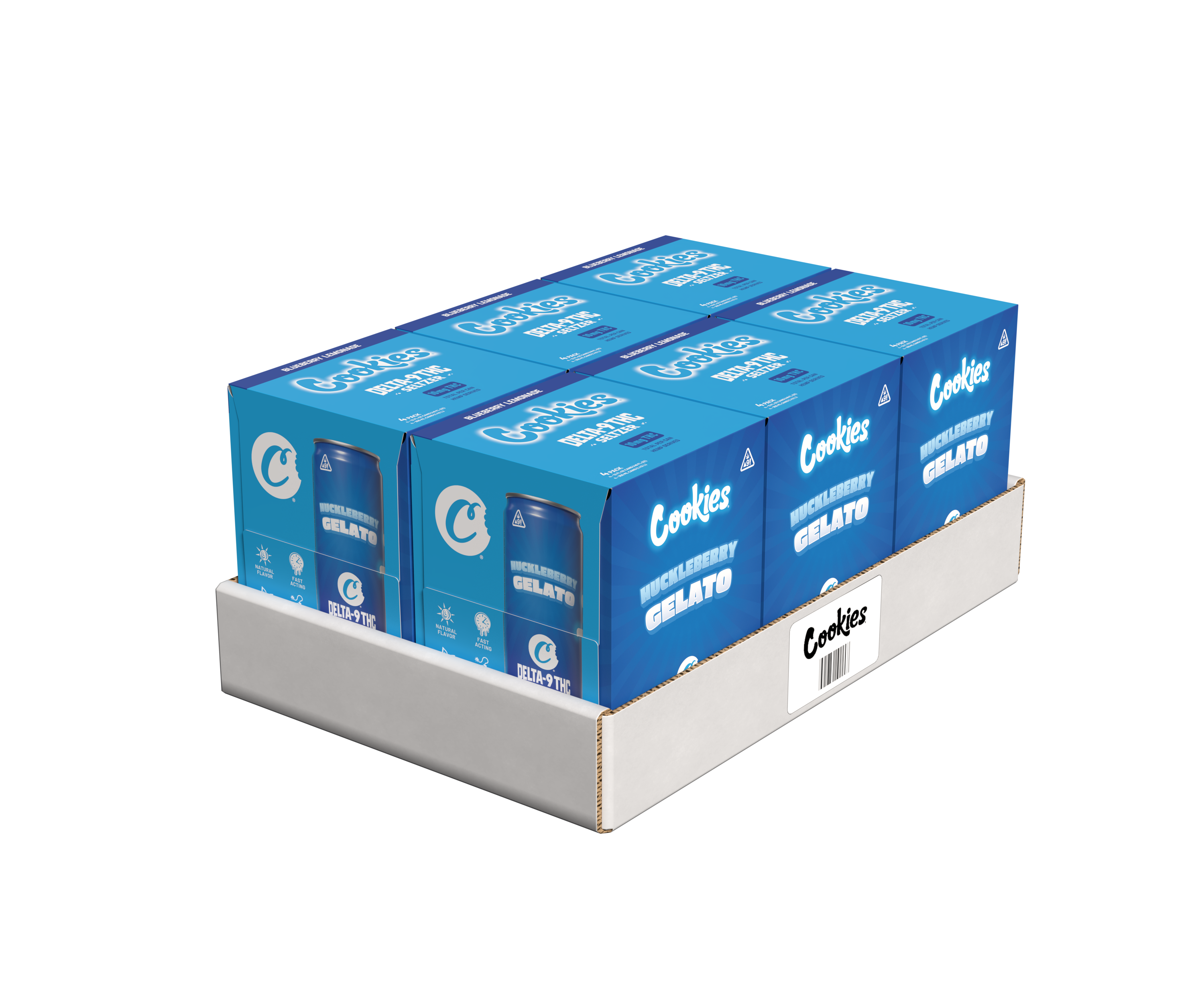 Cookies - Delta 9/THC Seltzer Can 10mg - Huckleberry Gelato - 4 Pack