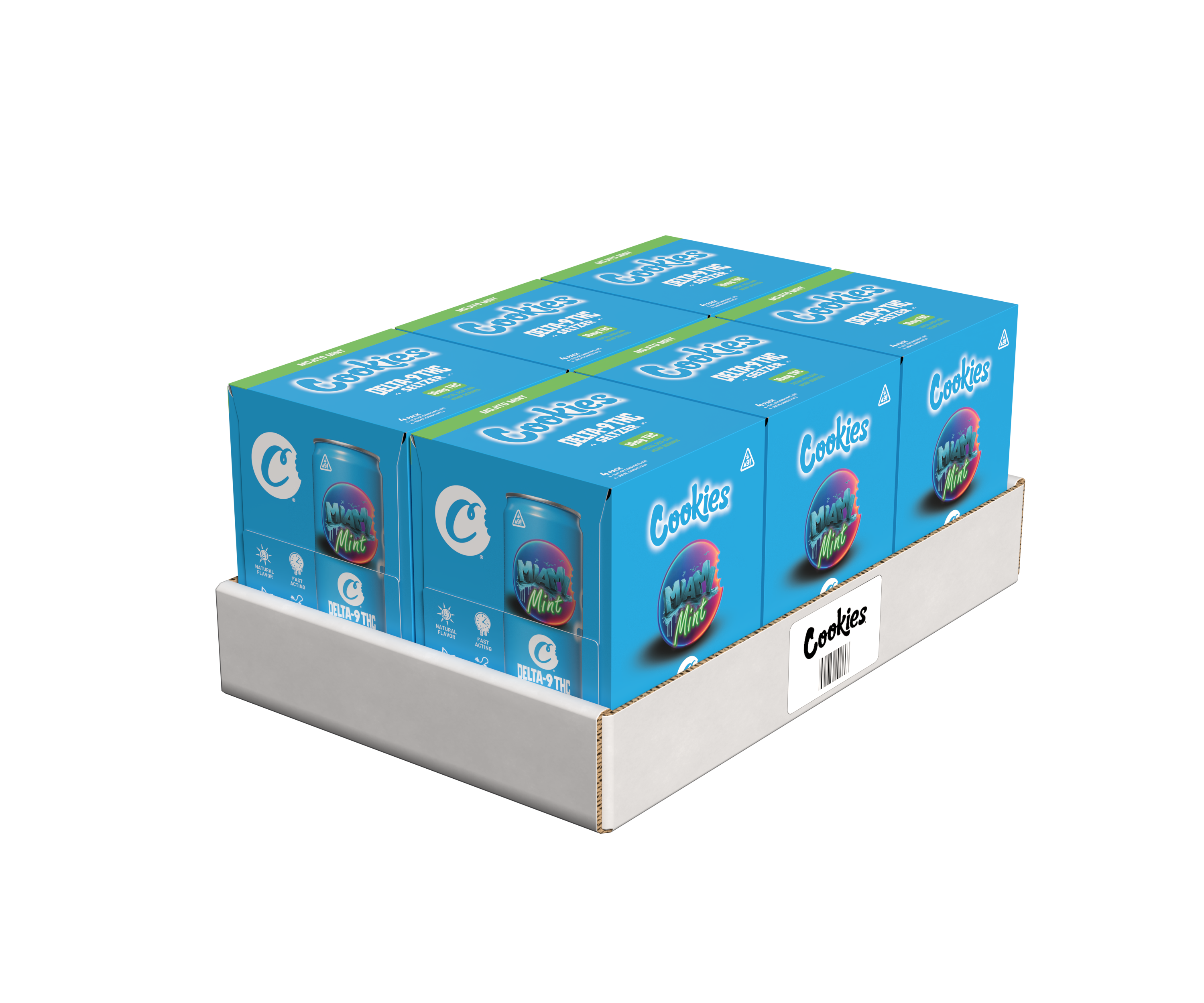 Cookies - Delta 9/THC Seltzer Can 10mg - Miami Mint - 4 Pack