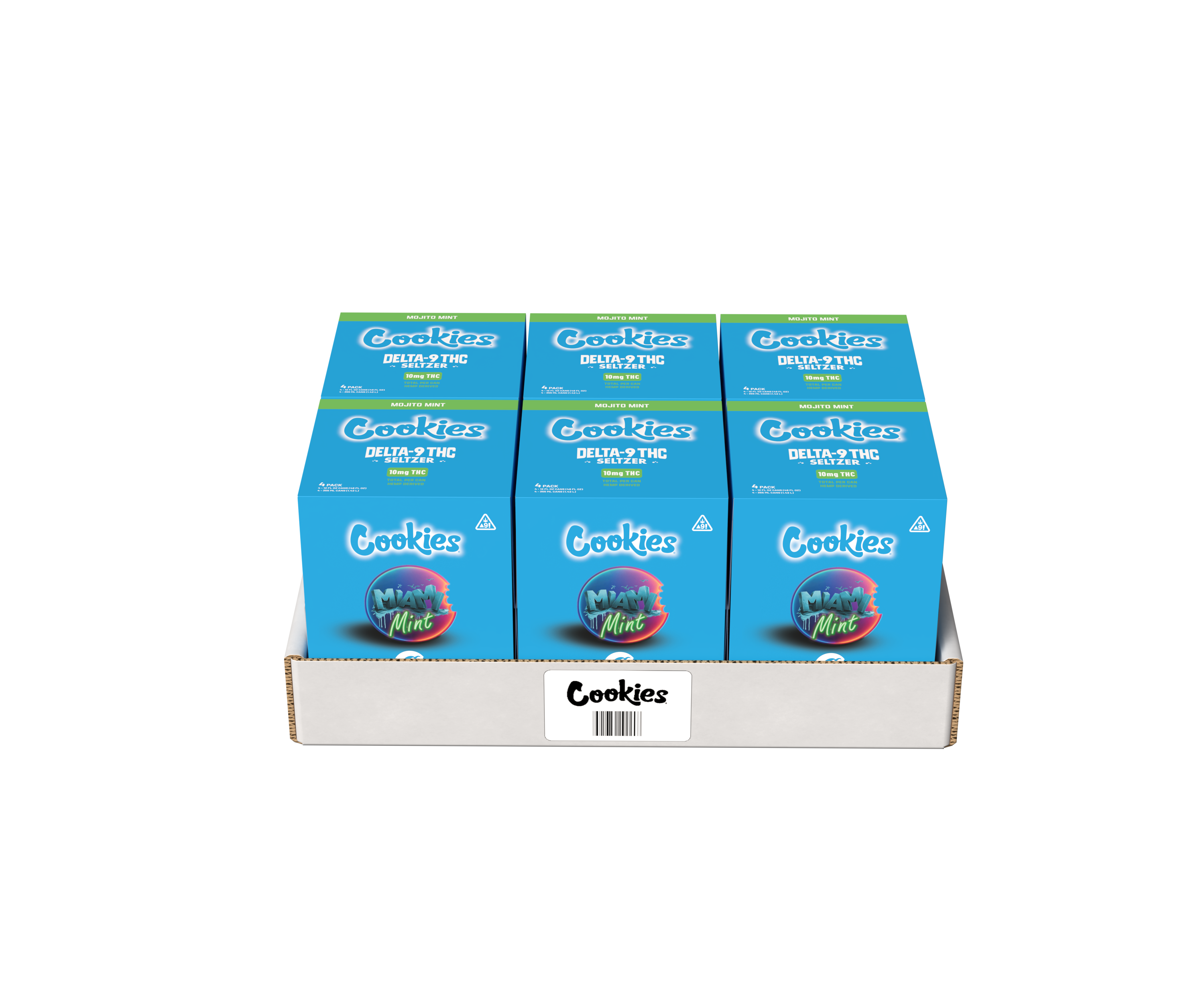 Cookies - Delta 9/THC Seltzer Can 10mg - Miami Mint - 4 Pack
