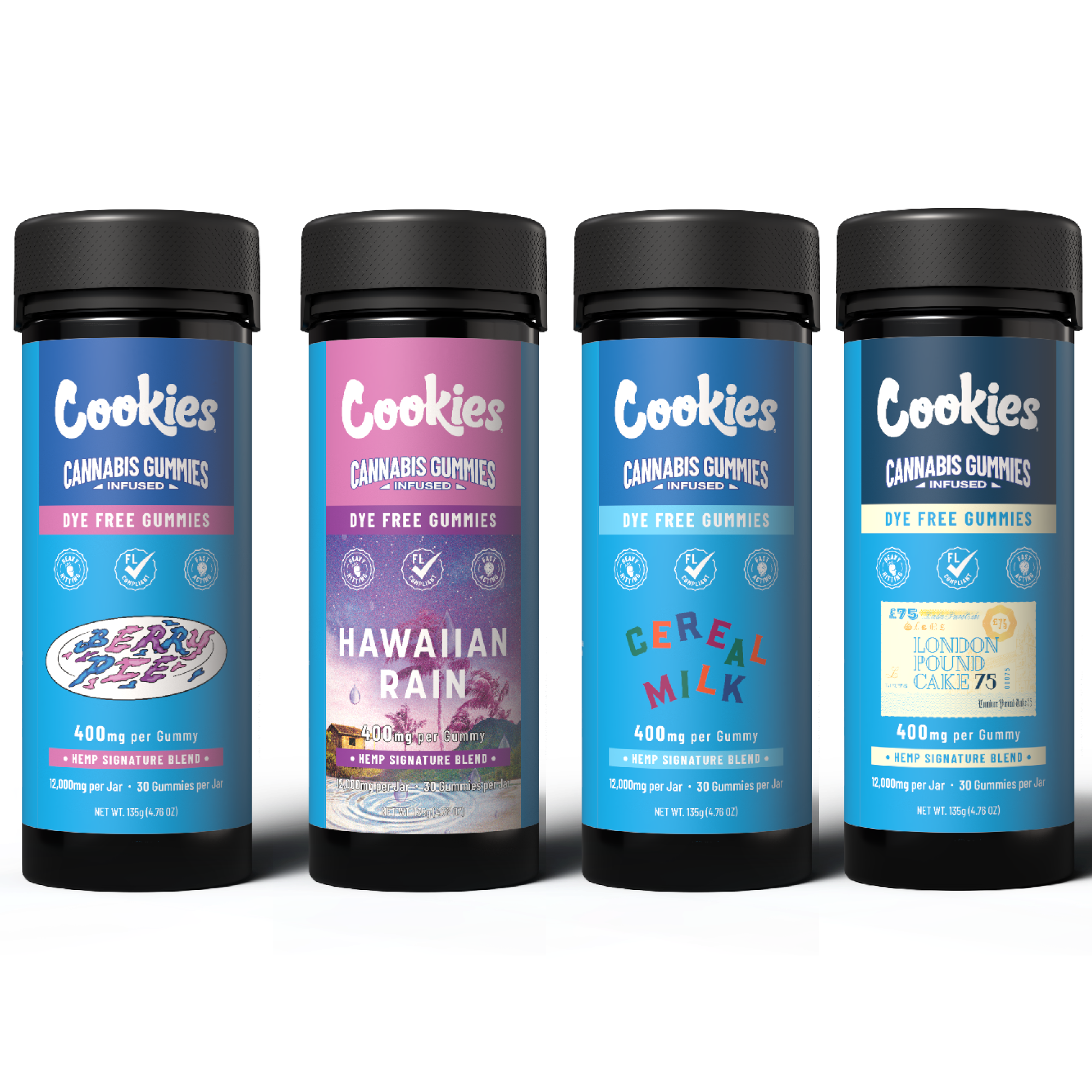 Cookies - Hemp Signature Blend Gummy 400mg - Clear - 30ct Jars - 4ct BUNDLE