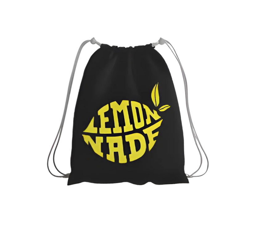 LemonNade - Yellow Strap on Black Drawstring Bag