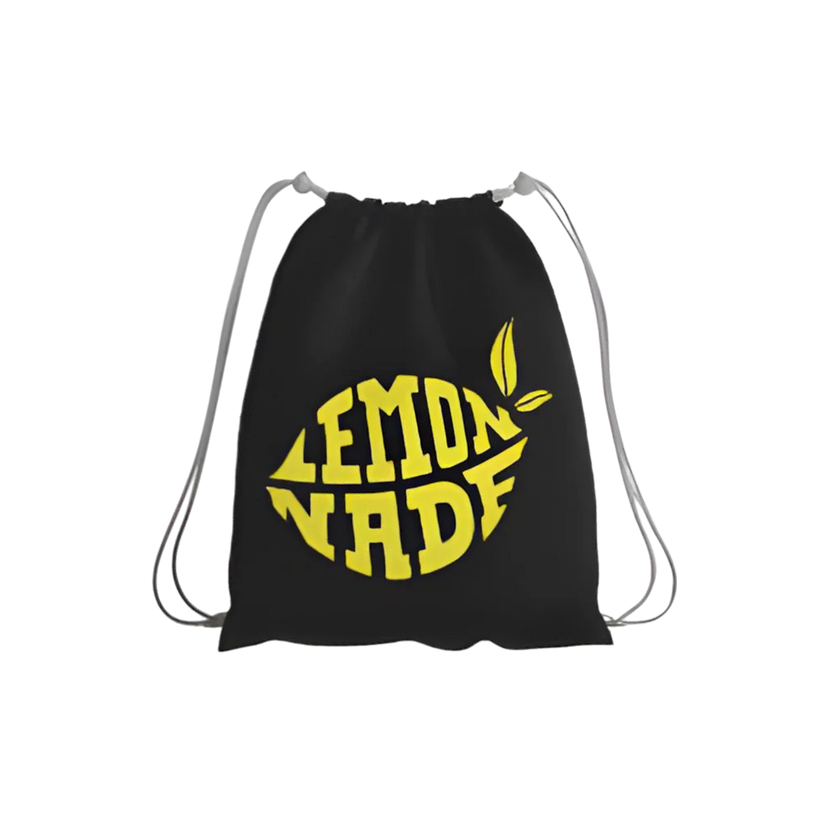 LemonNade - Yellow Strap on Black Drawstring Bag