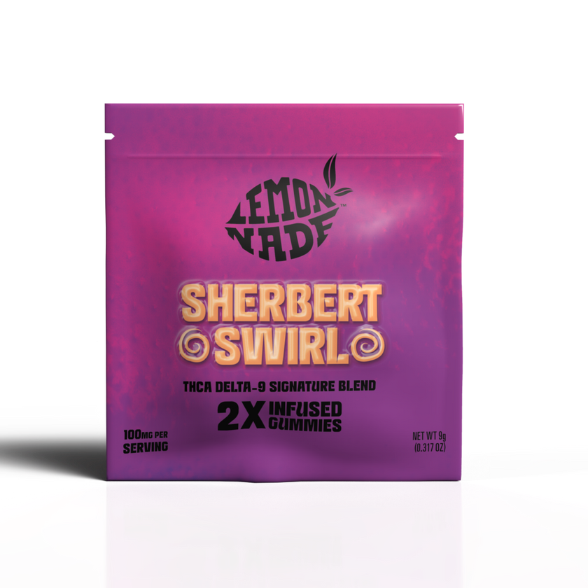LemonNade - THCA Delta 9 Blend Gummies 2ct Bag - Sherbert Swirl