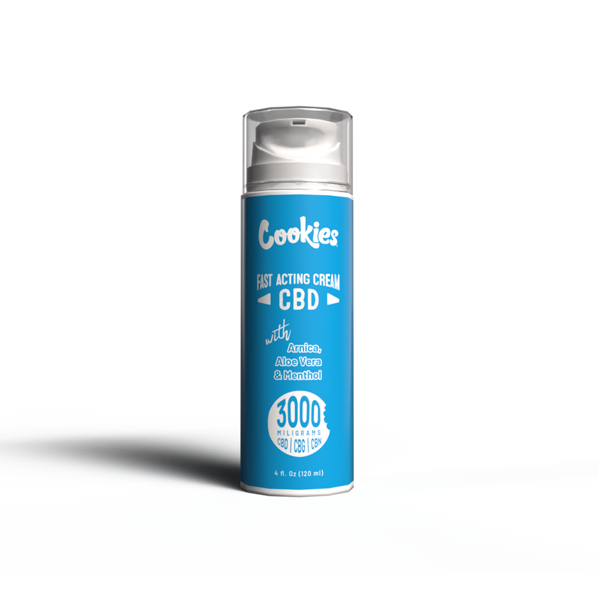 Cookies - CBD/CBG/CBN Cream 4oz 3000mg (1:1:1) w/ Menthol + Aloe Vera Cookies - CBD/CBG/CBN Cream 4oz 3000mg (1:1:1) w/ Menthol + Aloe Vera