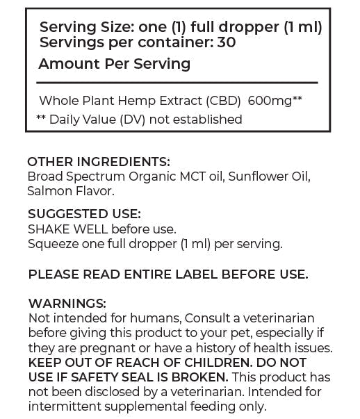Cookies - CBD Pet Tincture 30ml 600mg - Salmon for Cats