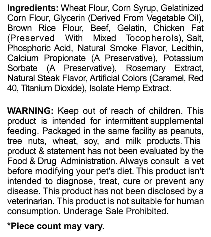 Cookies - CBD Pet Treat 16oz 400mg - Soft Chew - Steak