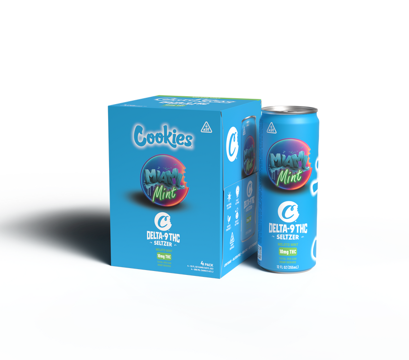 Cookies - Delta 9/THC Seltzer Can 10mg - Miami Mint - 4 Pack