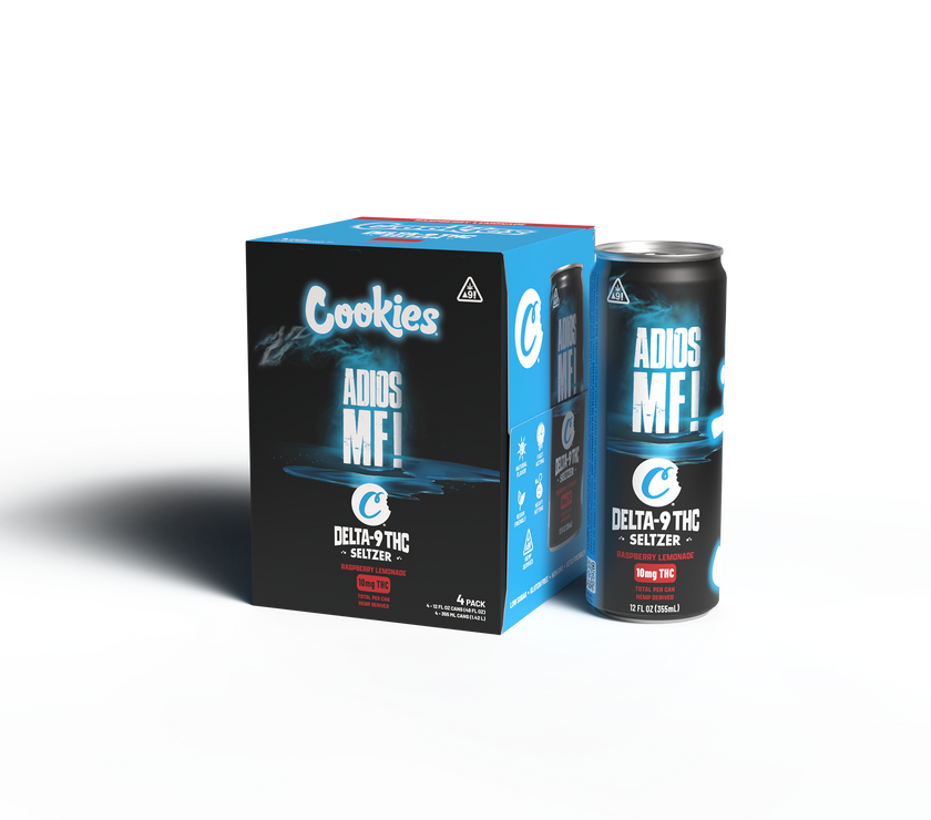 Cookies - Delta 9/THC Seltzer Can 10mg - Adios MF - 4 Pack