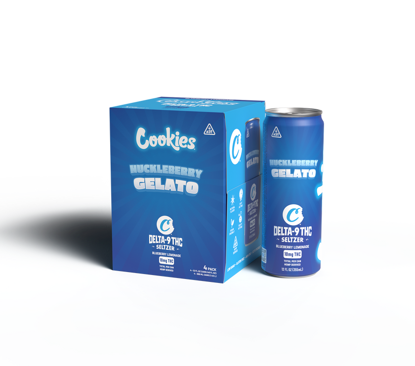 Cookies - Delta 9/THC Seltzer Can 10mg - Huckleberry Gelato - 4 Pack