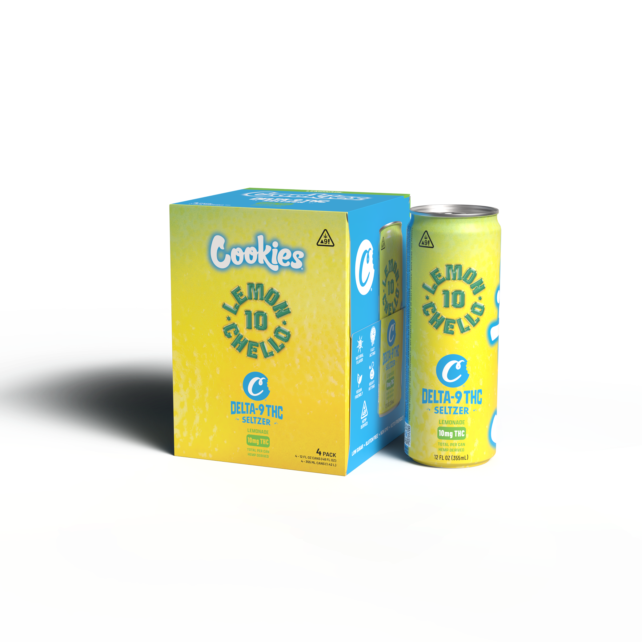 Cookies - Delta 9/THC Seltzer Can 10mg - Lemonchello - 4 Pack