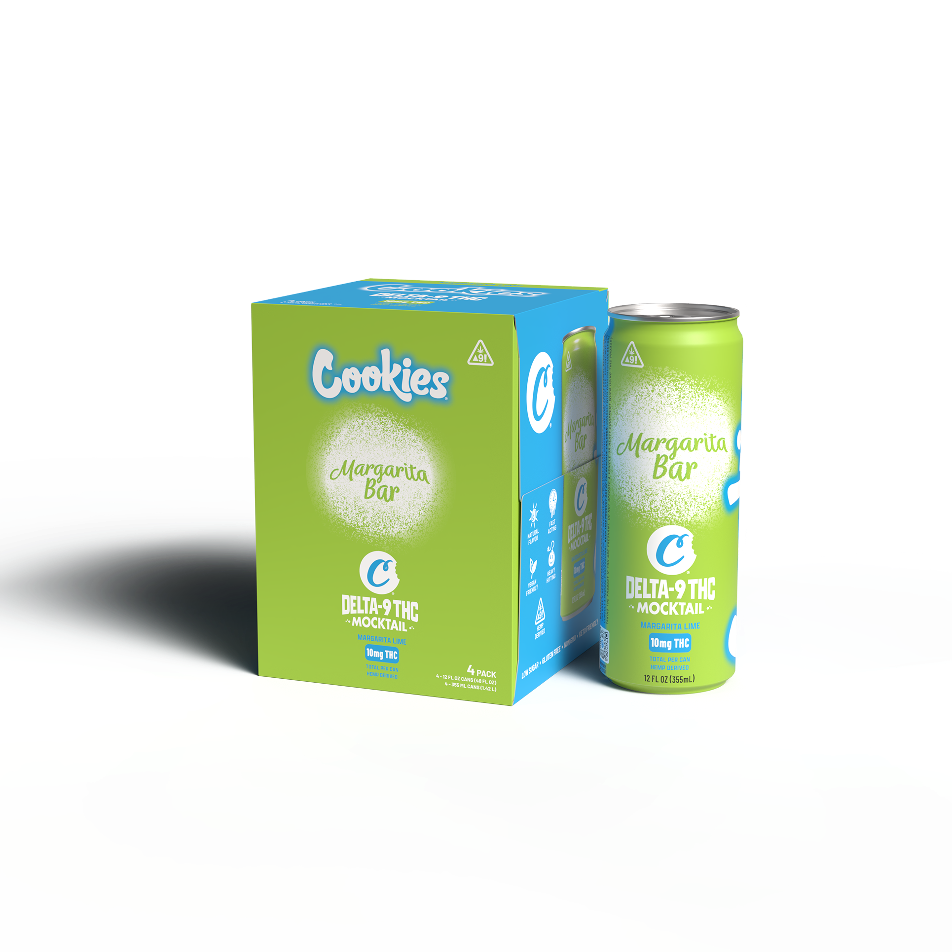 Cookies - Delta 9/THC Mocktail Can 10mg - Margarita Bar - 4 Pack