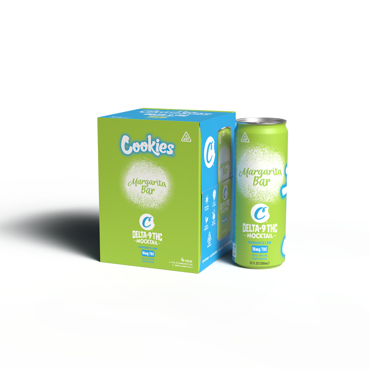Cookies - Delta 9/THC Mocktail Can 10mg - Margarita Bar - 4 Pack
